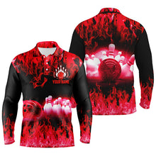 Load image into Gallery viewer, Red flame Mens polo bowling shirts, Personalized men&#39;s bowling jerseys, bowling team jerseys NQS6366