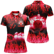Load image into Gallery viewer, Red flame Women bowling polo shirts, Personalized Team league bowling shirts female bowling uniform NQS6366