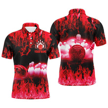 Load image into Gallery viewer, Red flame Mens polo bowling shirts, Personalized men&#39;s bowling jerseys, bowling team jerseys NQS6366