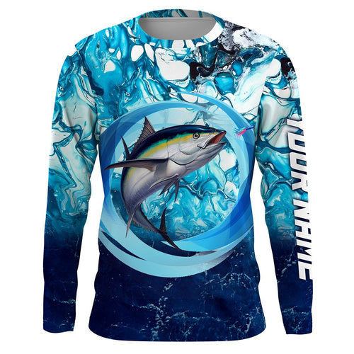 Tuna fishing blue water sea camo saltwater fishing Custom name UV protection performance fishing shirt NQS2622