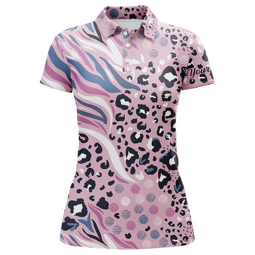 Pastel Purple animal leopard skin prints custom Womens golf polo shirts, gift for team golf lovers NQS4913