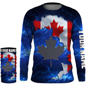 Canadian Flag Universe patriotic Custom fishing Shirts jersey, Canada fishing shirts NQS3206