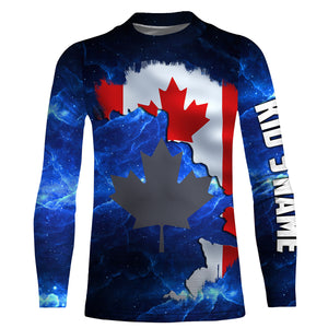 Canadian Flag Universe patriotic Custom fishing Shirts jersey, Canada fishing shirts NQS3206