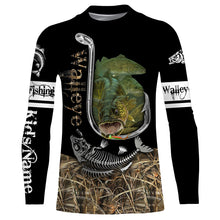Load image into Gallery viewer, Walleye Hook On Fishing Customize Name Camo 3D All Over Printed Shirts Personalized Gift For Men, Women And Kid NQS457