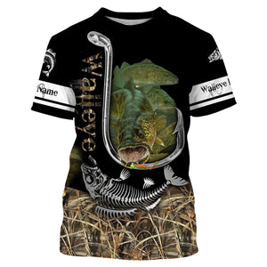 Walleye Hook On Fishing Customize Name Camo 3D All Over Printed Shirts Personalized Gift For Men, Women And Kid NQS457