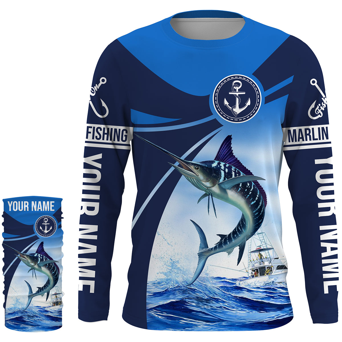 Myfihu Custom Sailfish Saltwater Long Sleeve Fishing Shirts, Sailfish Performance Fishing Jerseys IPHW4193, Long Sleeves UPF / M