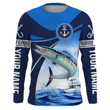 Load image into Gallery viewer, Wahoo fishing blue sea underwater ocean saltwater Custom Name performance long sleeve fishing shirt NQS3745