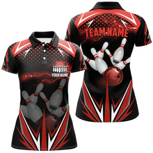 Load image into Gallery viewer, Black Women Bowling Polo Shirt Custom red lightning team Ladies Bowlers Jerseys bowling outfits NQS6588