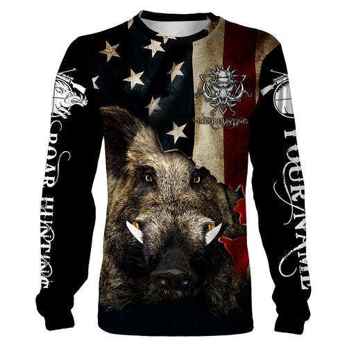 Boar hunting camo American flag patriotic Customize Name 3D All Over Printed Shirts NQS1436