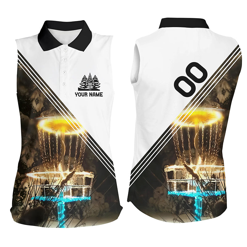 Custom name and number Disc Golf shirt Women sleeveless polo shirt, gift for Disc golf lovers NQS5230