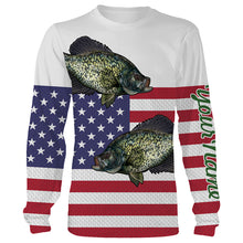 Load image into Gallery viewer, Crappie Fishing American Flag Patriotic 4th of July fishing Customize name All over print shirts NQS461