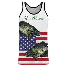 Load image into Gallery viewer, Crappie Fishing American Flag Patriotic 4th of July fishing Customize name All over print shirts NQS461