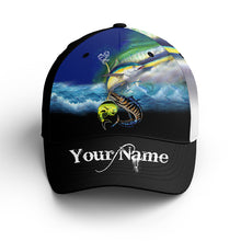 Load image into Gallery viewer, Mahi-mahi, Wahoo, Tuna saltwater fishing Custom fishing hat Unisex Fishing Baseball Angler hat NQS2104