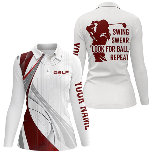Womens golf polo shirts custom swing swear look for ball repeat white golf tops for womens NQS6863