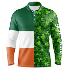 Load image into Gallery viewer, Mens golf polo shirts custom Green clover St Patrick&#39;s Day pattern Ireland flag polos shirts NQS7049