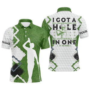 Green golf polos shirts for men custom I got a cold beer on every hole, funny golf gift for dad NQS5252