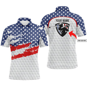American flag men golf polo shirts custom name and logo, personalized team golf Polo shirt NQS3759
