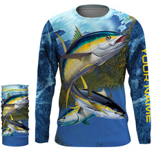 Load image into Gallery viewer, Tuna fishing blue deep sea Custom UPF fishing Shirts jersey, custom fishing shirts with hood NQS3216