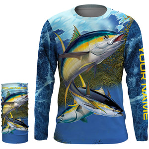 Tuna fishing blue deep sea Custom UPF fishing Shirts jersey, custom fishing shirts with hood NQS3216