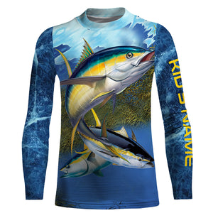 Tuna fishing blue deep sea Custom UPF fishing Shirts jersey, custom fishing shirts with hood NQS3216