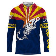 Load image into Gallery viewer, AZ Fishing Custom Arizona Flag Fish hook skull Custom Name sun protection custom fishing shirts NQS3316