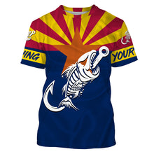 Load image into Gallery viewer, AZ Fishing Custom Arizona Flag Fish hook skull Custom Name sun protection custom fishing shirts NQS3316