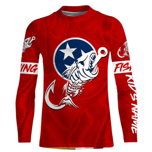 TN Fishing Custom Tennessee Flag Fish hook skull Custom sun protection fishing shirts for men, women NQS3320