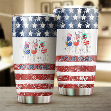 Load image into Gallery viewer, American flag flamingo tumbler Custom name Stainless Steel Tumbler Cup - personalized golf gifts NQS6398