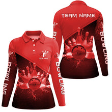 Load image into Gallery viewer, Women bowling polo shirts Custom red lightning thunder Bowling Team Jersey, gift for team Bowlers NQS6622