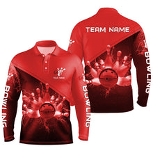 Load image into Gallery viewer, Mens polo bowling shirts Custom red lightning thunder Bowling Team Jersey, gift for team Bowlers NQS6622
