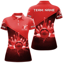 Load image into Gallery viewer, Women bowling polo shirts Custom red lightning thunder Bowling Team Jersey, gift for team Bowlers NQS6622