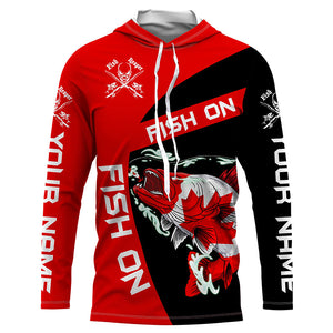 Walleye fishing Canadian flag Custom sun protection Long sleeve Fishing Shirts, walleye Fishing Gifts NQS4565