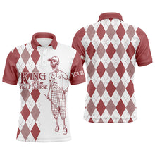 Load image into Gallery viewer, Red and white plaid pattern golf polo shirts custom King of the golf course skull golf polos for men NQS4735