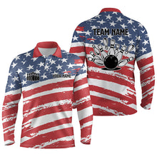 Load image into Gallery viewer, Custom Bowling shirts for men American flag patriotic personalize Bowling team jerseys men polo shirts NQS4955