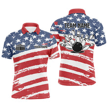 Load image into Gallery viewer, Custom Bowling shirts for men American flag patriotic personalize Bowling team jerseys men polo shirts NQS4955