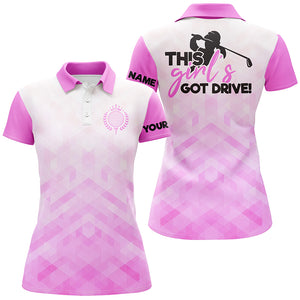 Womens golf polo shirts this girl's got drive custom light purple pattern golf shirts for women NQS5268