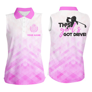 Women sleeveless polo shirt this girl's got drive custom light purple pattern golf shirts for women NQS5268