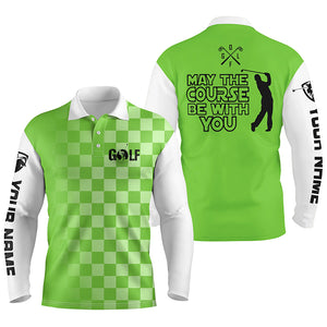 Mens golf polos shirts custom may the course be with you funny golf shirts for men | Green NQS5278