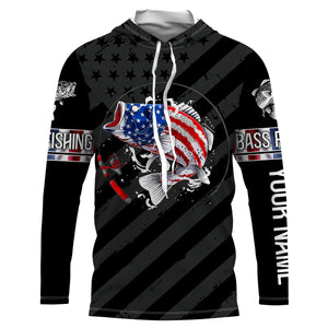 Largemouth Bass fishing American flag performance UV protection custom name long Sleeve fishing shirts NQS3619