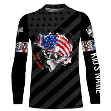 Load image into Gallery viewer, Largemouth Bass fishing American flag performance UV protection custom name long Sleeve fishing shirts NQS3619