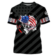 Load image into Gallery viewer, Largemouth Bass fishing American flag performance UV protection custom name long Sleeve fishing shirts NQS3619