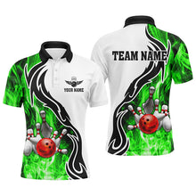 Load image into Gallery viewer, Mens polo bowling shirt Custom bowling ball pins strike team league jersey, bowl gifts | Green NQS6405