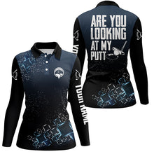 Load image into Gallery viewer, Black Womens golf polo shirt custom Are you looking at my putt ladies golf shirts, golfing gifts NQS6409