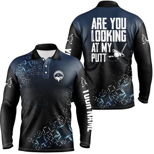 Black Mens golf polo shirt custom Are you looking at my putt men golf shirts, golf gifts for men NQS6409