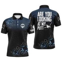Load image into Gallery viewer, Black Mens golf polo shirt custom Are you looking at my putt men golf shirts, golf gifts for men NQS6409