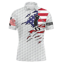 Load image into Gallery viewer, Mens golf polo shirt American flag patriot custom name white golf balls shirts NQS4158