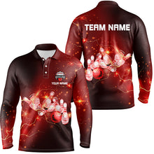 Load image into Gallery viewer, Mens Bowling Polo Shirts Custom Red flashes of lightning thunder bowling team Mens Bowler Jerseys NQS6637