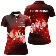 Load image into Gallery viewer, Womens Bowling Polo Shirts Custom Red flashes of lightning thunder bowling team Ladies bowler Jerseys NQS6637