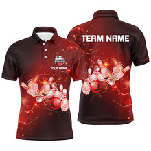 Load image into Gallery viewer, Mens Bowling Polo Shirts Custom Red flashes of lightning thunder bowling team Mens Bowler Jerseys NQS6637