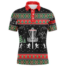 Load image into Gallery viewer, Funny ugly Christmas Mens golf polo shirts custom disc golf apparel Xmas frisbee golf shirt for mens NQS6643